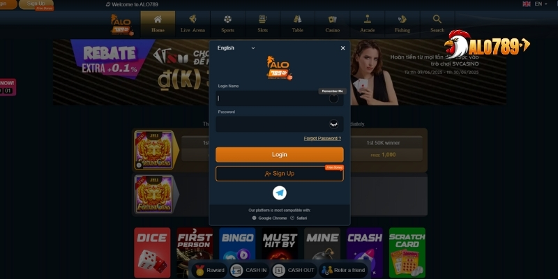 Hướng dẫn đăng nhập ALO789 bằng ứng dụng điện thoại